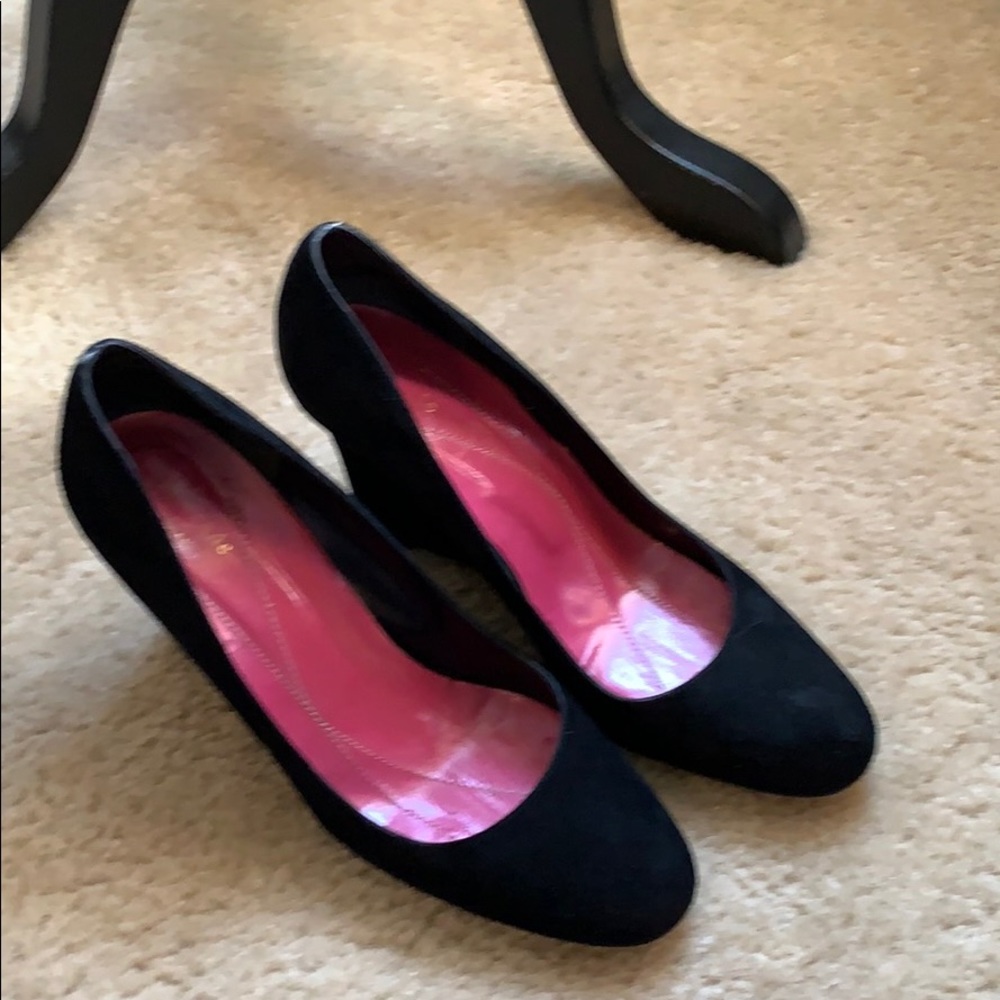 Black suede wedge Kate Spade heels